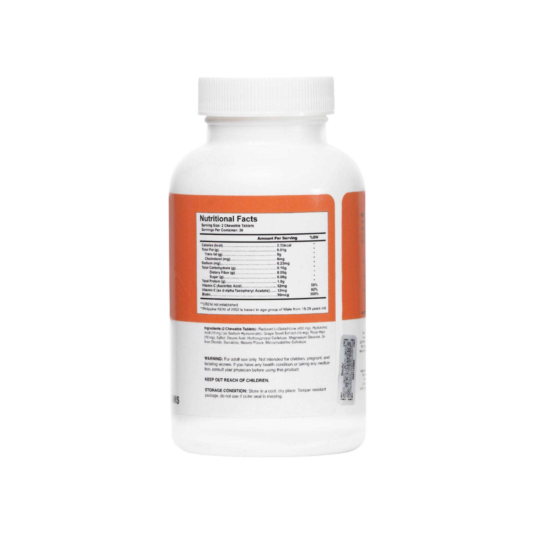 RELUMINS Gluta 500 Dietary Supplements 60 Chewable Tablets