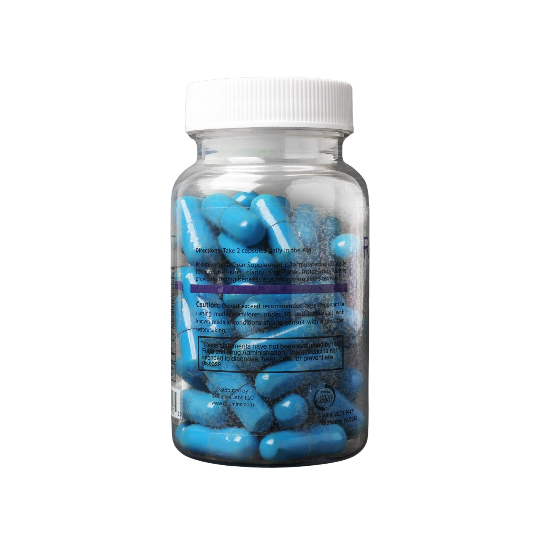 RELUMINS Acne Clear Supplement For Clear Glowing Skin - Dietary Supplement 60 Capsules