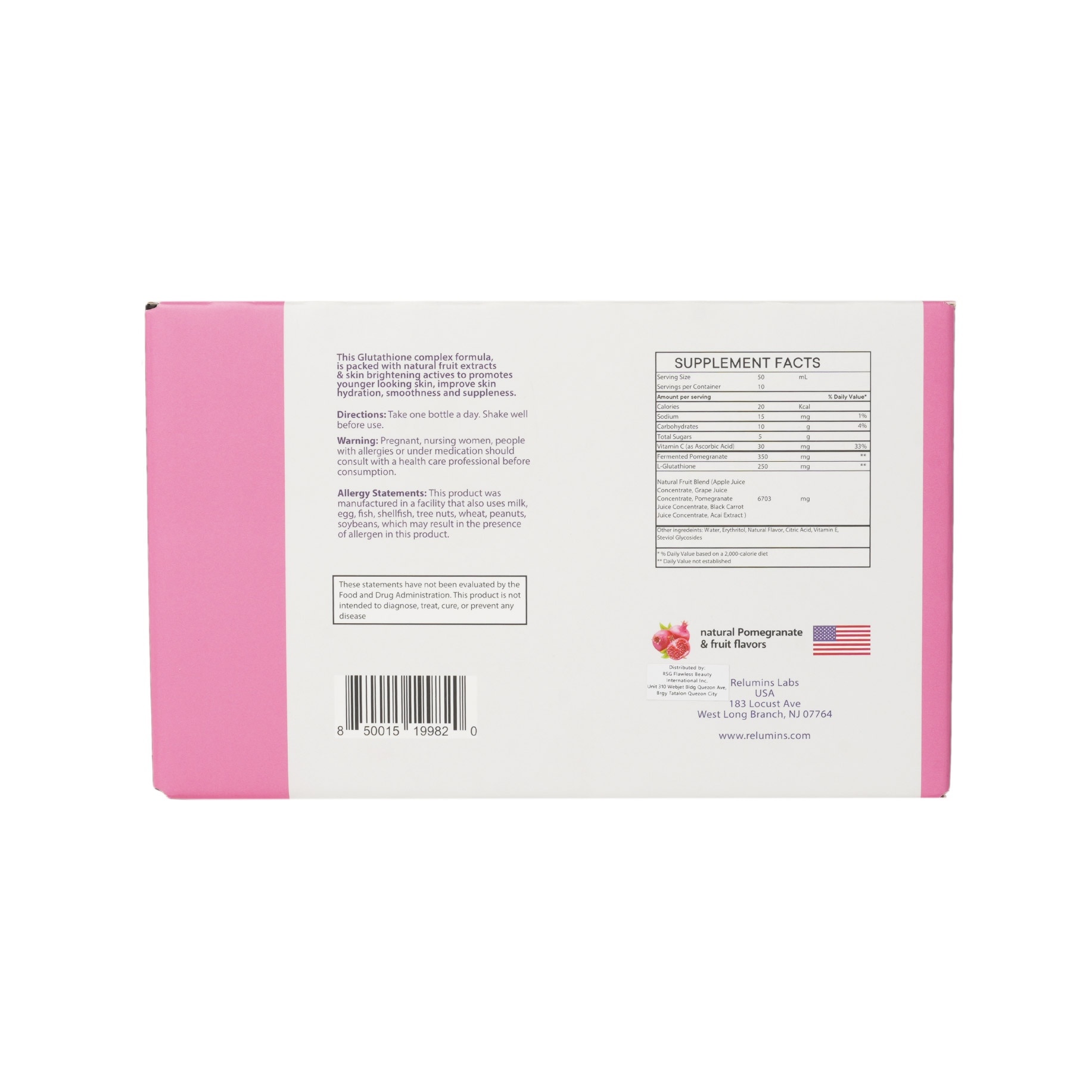 RELUMINS Glutathione Drink Pomegranate Flavor 50ml