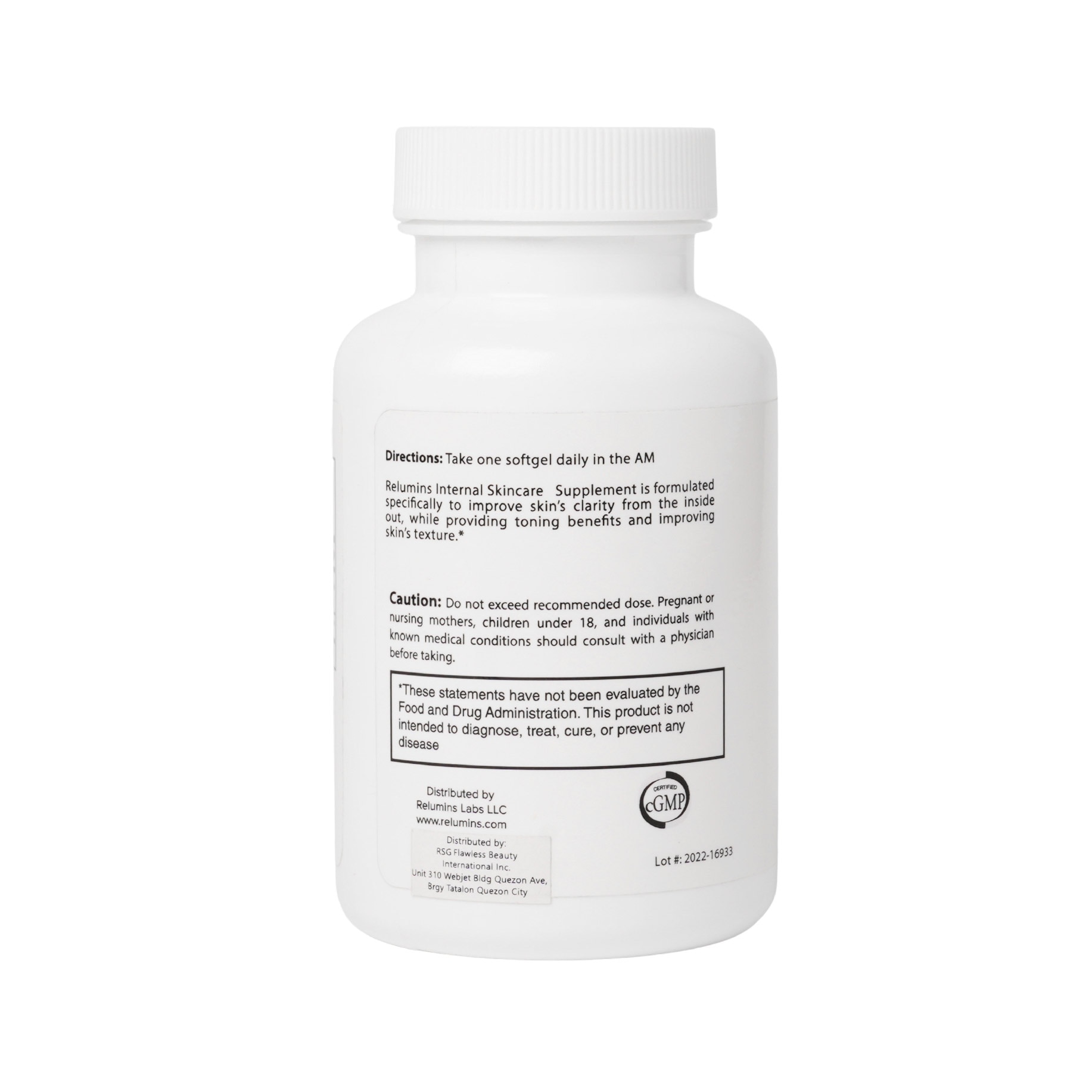 RELUMINS GLA Plus Glutathione Dietary Supplement 30 Softgels