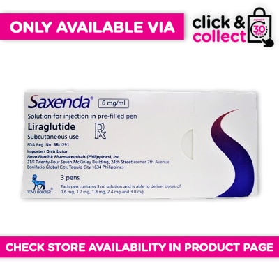 SAXENDA SAXENDA Liraglutide Solution for Injection 6 mg/ml Pre-filled Pen [Prescription Required] Available In Click & Collect and Express Delivery Only