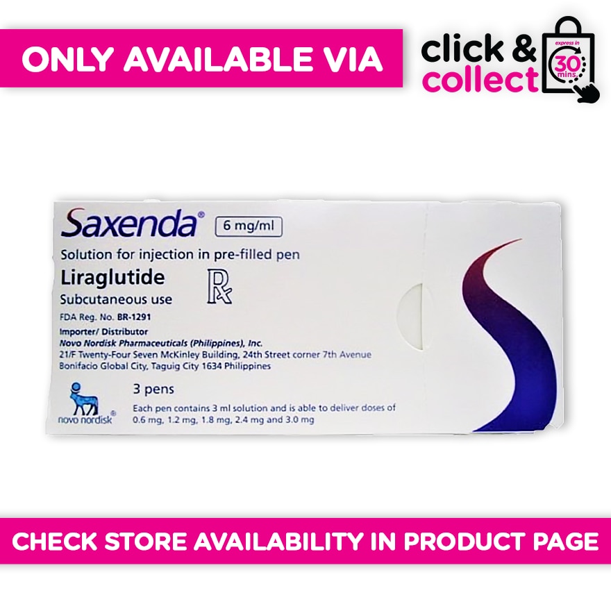 Liraglutide Solution for Injection 6 mg/ml Pre-filled Pen [Prescription Required] Available In Click & Collect Express Only