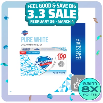SAFEGUARD SAFEGUARD SAFEGUARD Pure White Tripid Bar Soap 115g