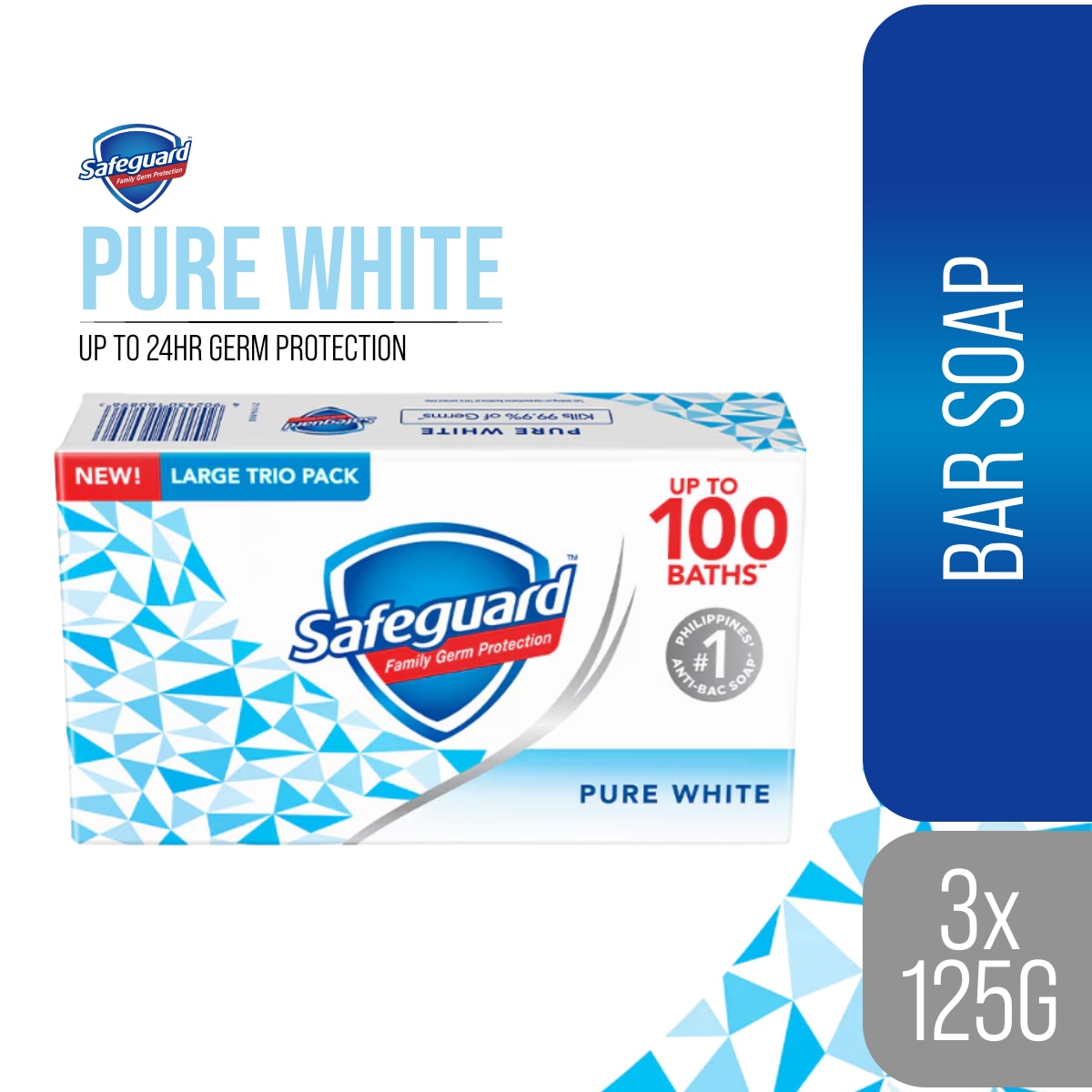 SAFEGUARD Pure White Tripid Bar Soap 115g