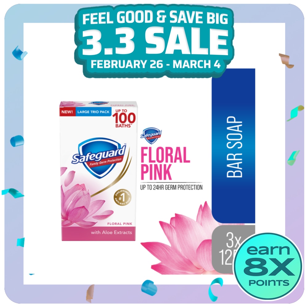 SAFEGUARD SAFEGUARD Floral Pink With Aloe Tripid Bar Soap 125g