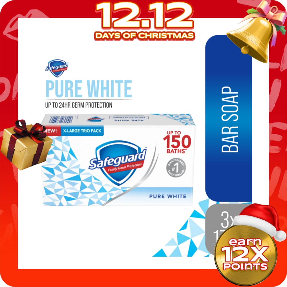 SAFEGUARD Pure White Bar Soap X-Large Trio Pack 160g