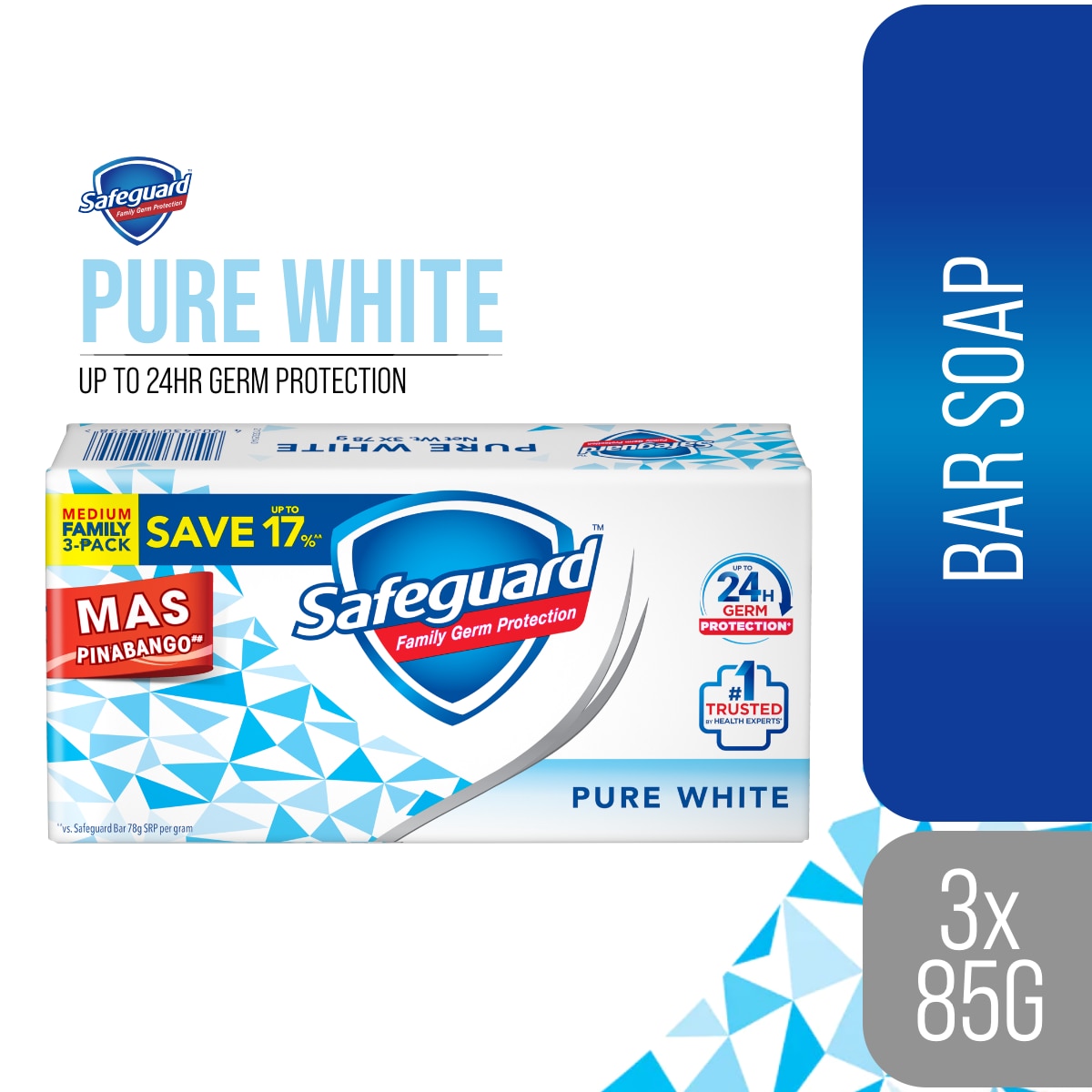 SAFEGUARD Pure White Bar Soap Trio Pack 78g