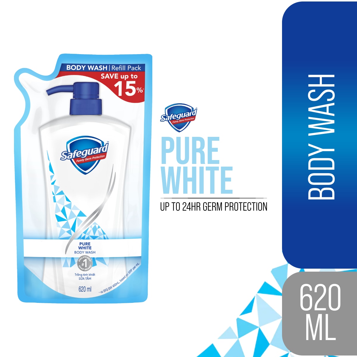 SAFEGUARD Bodywash White 620ml Refill