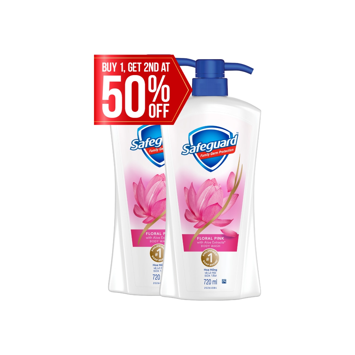 SAFEGUARD Body Wash Floral Pink 720ml Buy 1 Get 2nd at 50% Off
