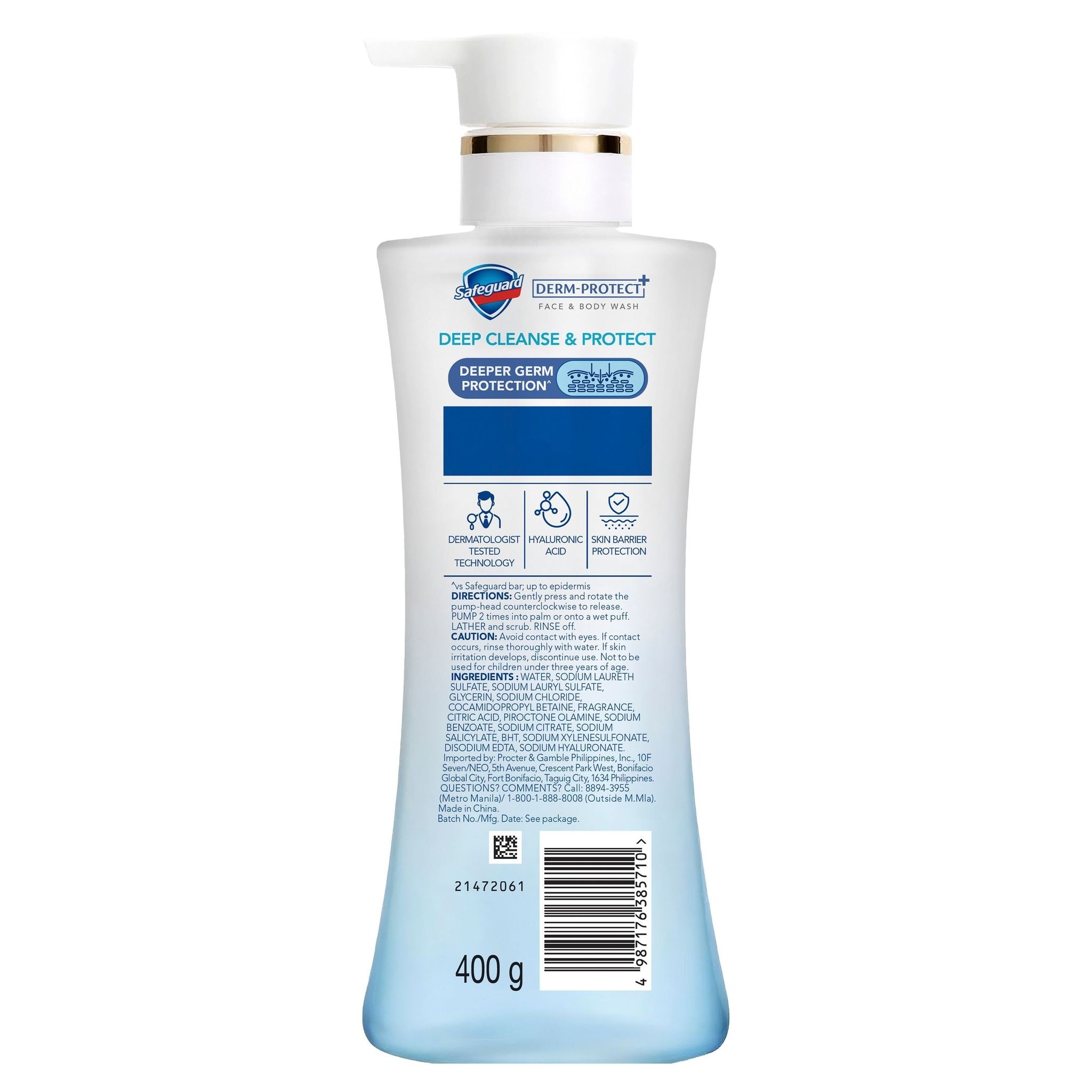 SAFEGUARD Derm Cleanse & Protect Face & Body Wash 400g image