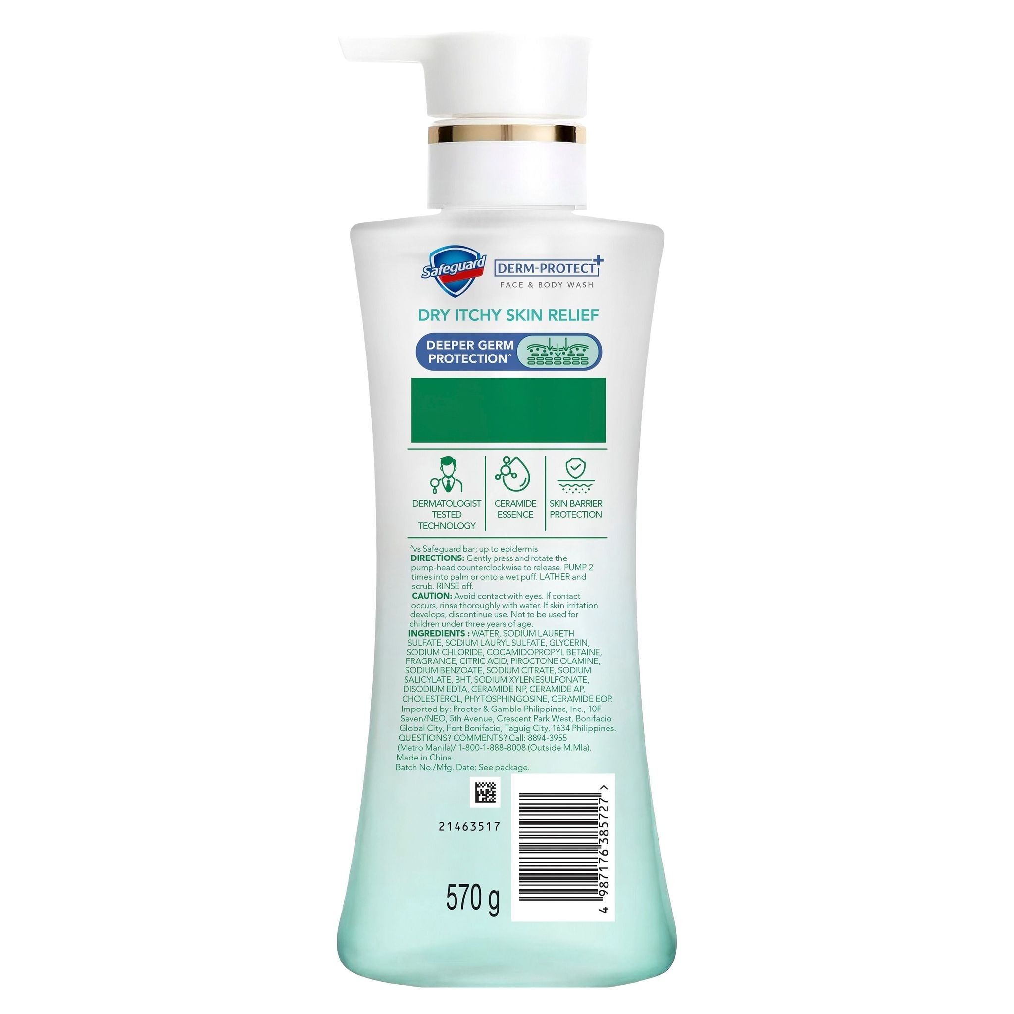 SAFEGUARD Derm-Protect Face & Body Wash Dry Itchy Skin Relief 570g image