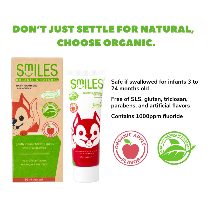 SMILES BABY Organic & Natural Tooth Gel 3-24 Months Clear Gel 50ml