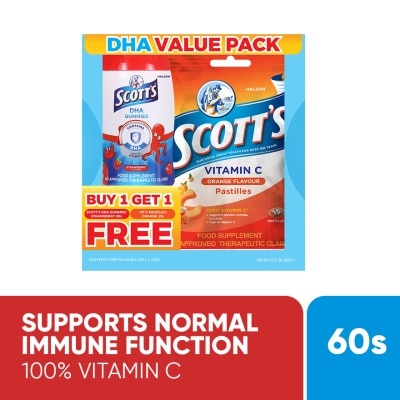 SCOTTS - SCOTTS DHA Gummies Strawberry 60s Vitamin C Pastilles Orange 15s image
