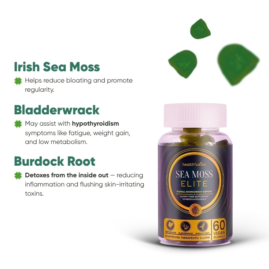 HEALTH FUSION Sea Moss Elite Gummy Food Supplement 60's