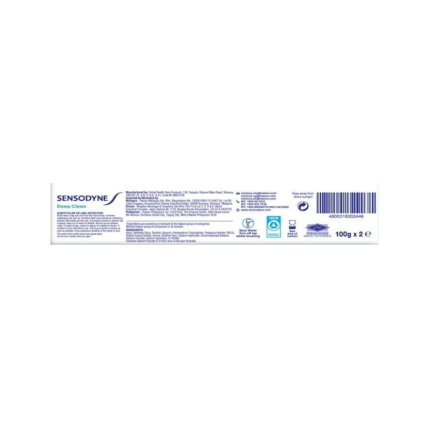 SENSODYNE Deep Clean Twin Pack 100g