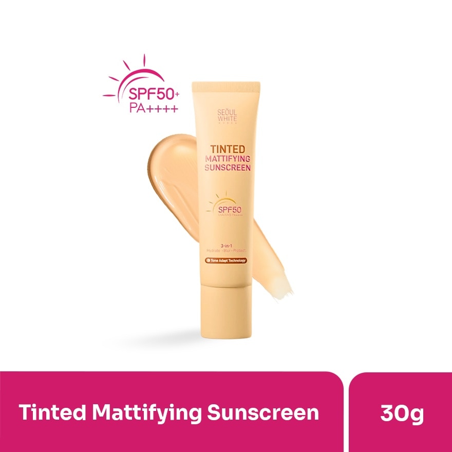 SEOUL WHITE Korea Tinted Mattifying Sunscreen SPF50 UVA UVB PA++++