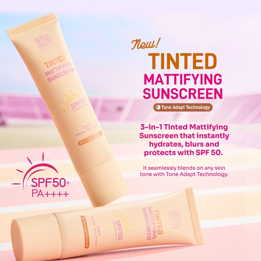 SEOUL WHITE Korea Tinted Mattifying Sunscreen SPF50 UVA UVB PA++++