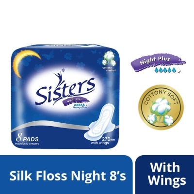 SISTERS Night Plus Heavy Flow Cottony Comfort  8 pads