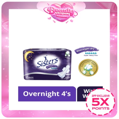 SISTERS - Over Night Dry with Wings  Cottony Comfort 340mm 4pads