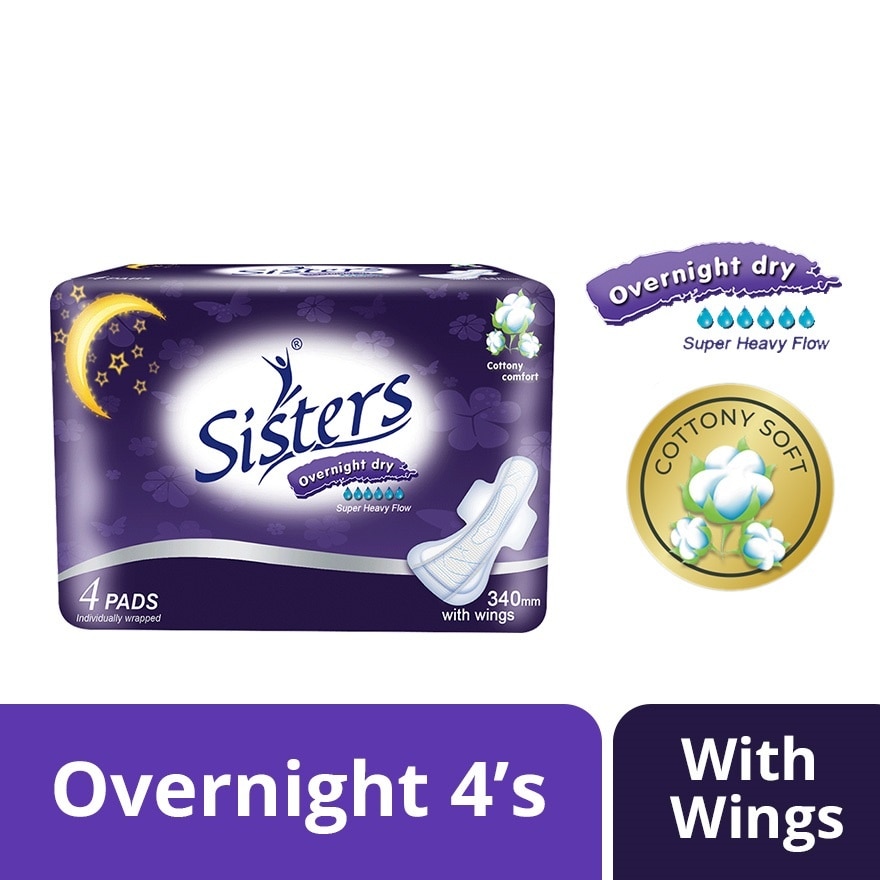 Over Night Dry with Wings  Cottony Comfort 340mm 4pads