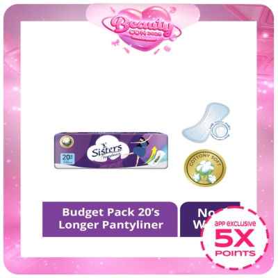 SISTERS - Pantyliner 180mm 20 Longer Pantyliners Budget Pack
