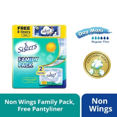 SISTERS Day Maxi 253mm No Wings 12 Pads/pack Family Pack