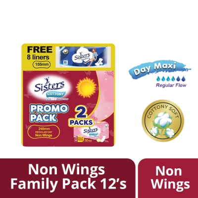 SISTERS - SISTERS Day Maxi 235mm No Wings 12 Pads/pack Family Pack image