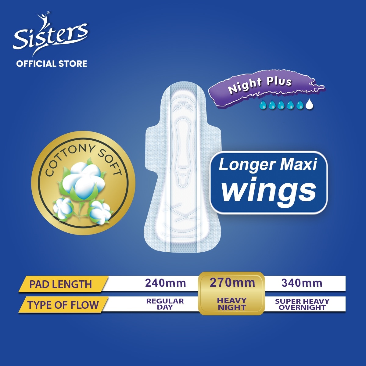 Night Plus Heavy Flow Cottony Comfort 8 pads