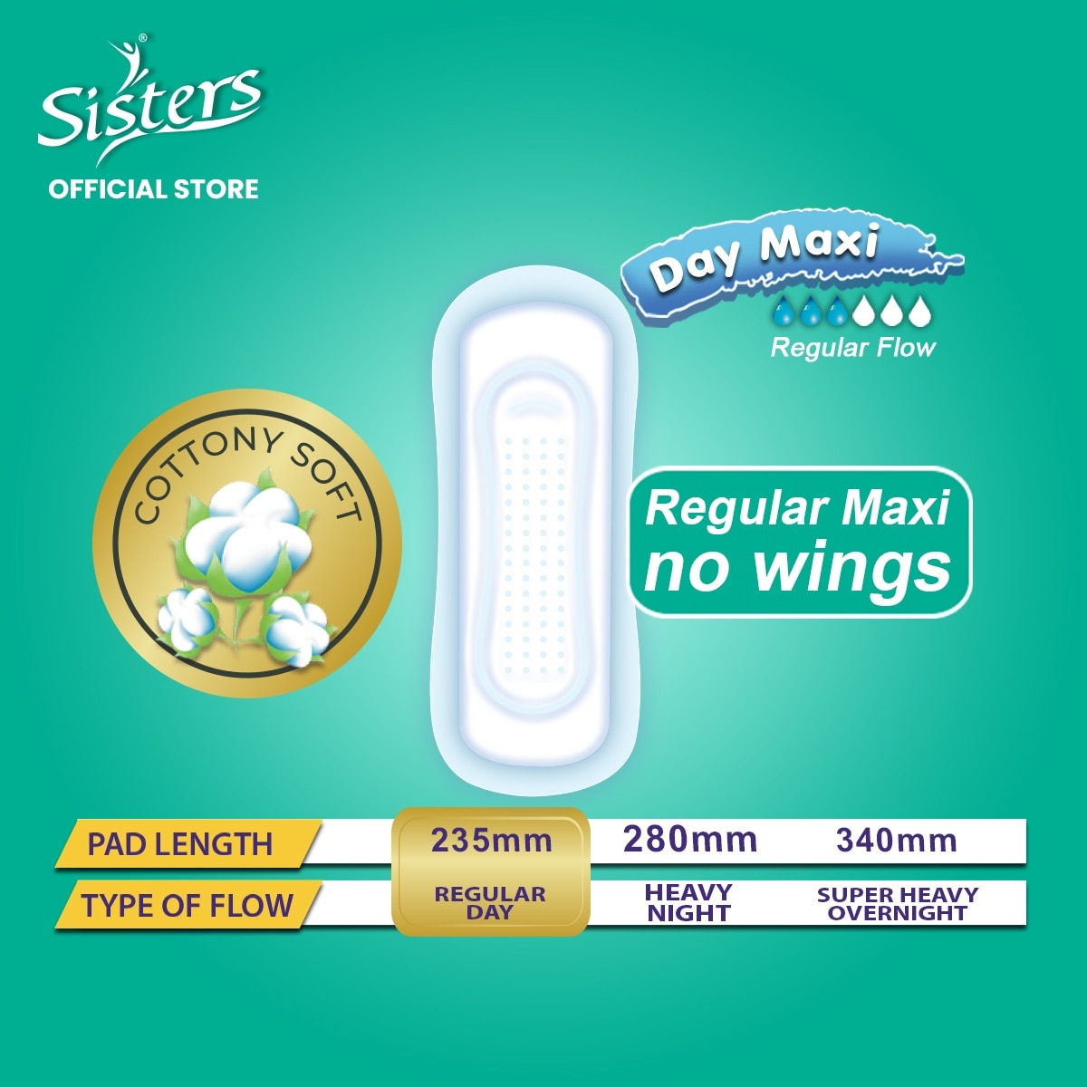 Day Maxi 253mm No Wings 12 Pads/pack Family Pack