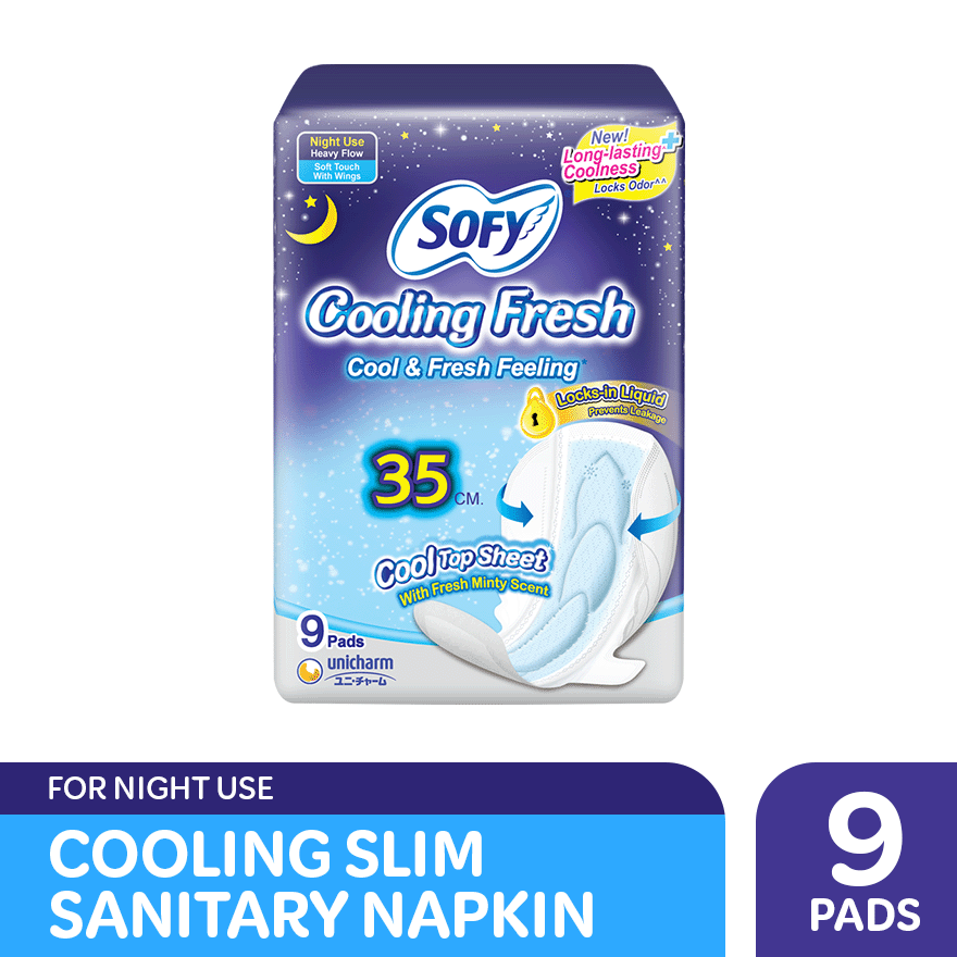 SOFY Cooling Fresh Night Slim Wing 35 cm - 9 pads image