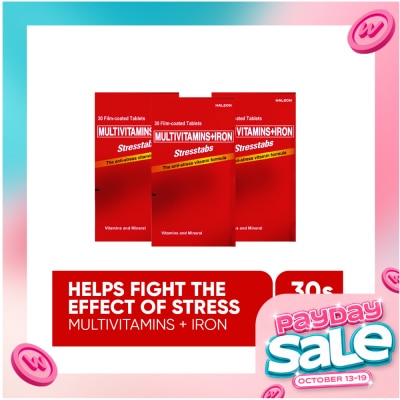 STRESSTABS Stresstab Multivitamins + Iron 30 Tablets 30 Bottle X3 image