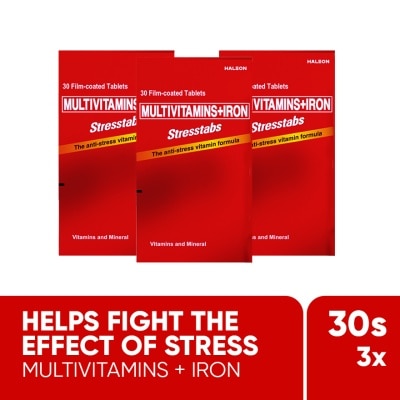 STRESSTABS Stresstab Multivitamins + Iron 30 Tablets 30 Bottle X3 image