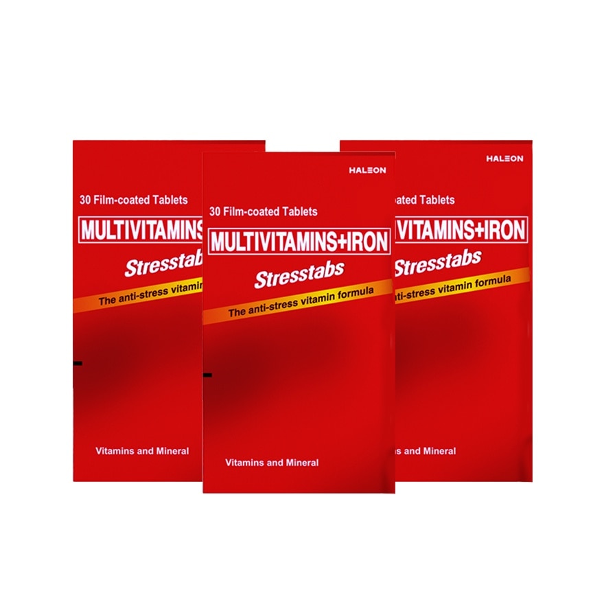 Stresstab Multivitamins + Iron 30 Tablets 30 Bottle X3 image