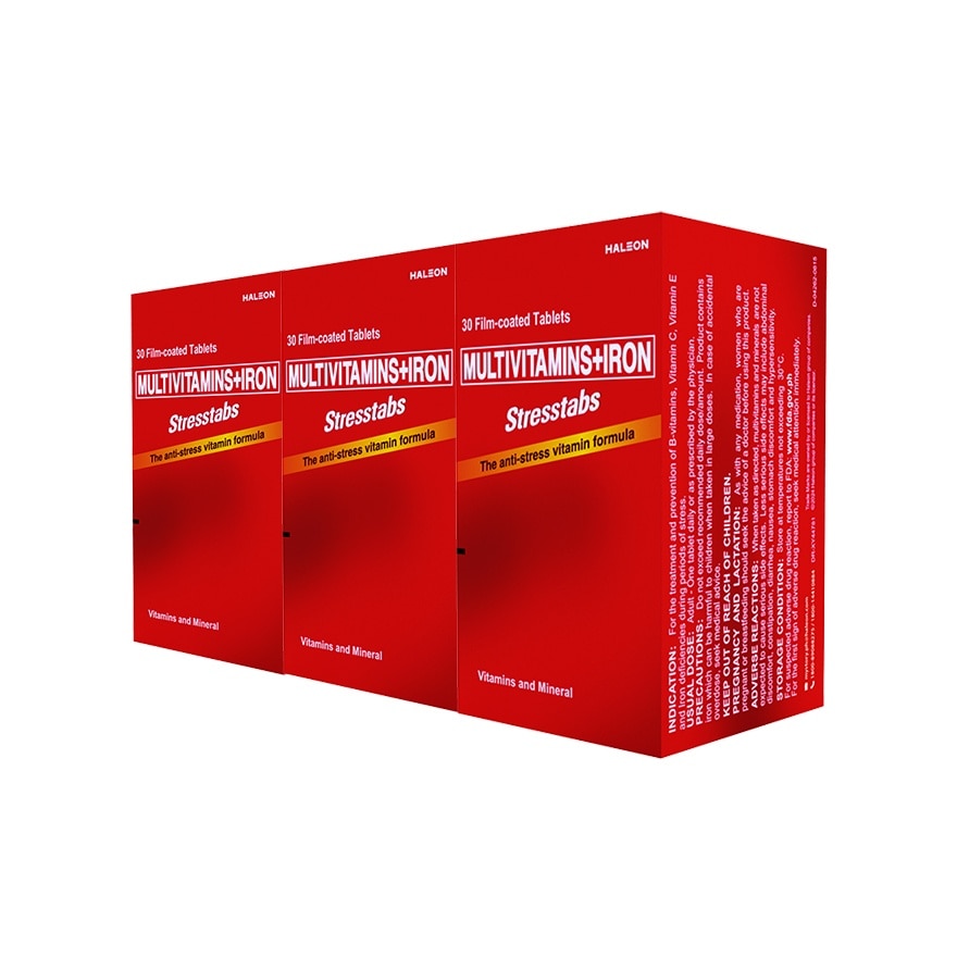 Stresstab Multivitamins + Iron 30 Tablets 30 Bottle X3 image