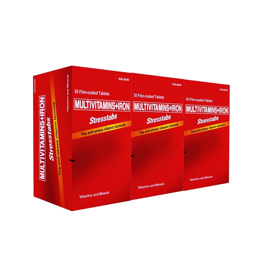 Stresstab Multivitamins + Iron 30 Tablets 30 Bottle X3 image