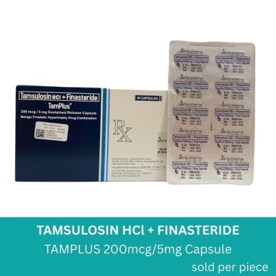 TAMPLUS TAMPLUS Tamplus Tamsulosin 200mcg+ Finasteride 5mg Sold Per Piece [Prescription Required]