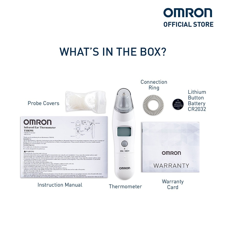 OMRON TH839S Digital Ear Thermometer for Baby and Body Temperature