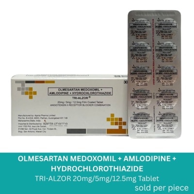 TRI TRI Olmesartan Medoxomil + Amlodipine Besilate + Hydrochlorothiazide 20mg/5mg/12.5mg Sold Per Piece [PRESCRIPTION REQUIRED]