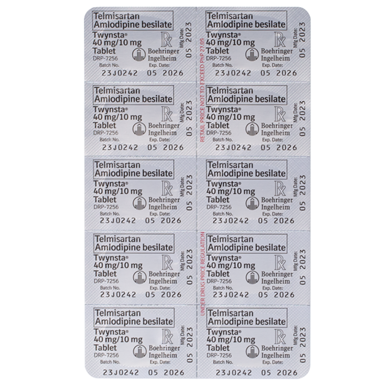 TWYNSTA Twynsta Telmisartan 40mg + Amlodipine 10mg Sold Per Piece [Prescription Required]