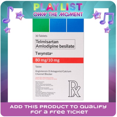 TWYNSTA - TWYNSTA Twynsta Telmisartan 80mg + Amlodipine 10mg Sold Per Piece [Prescription Required]