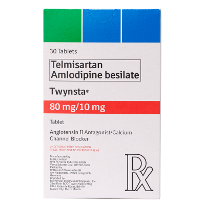 TWYNSTA - TWYNSTA Twynsta Telmisartan 80mg + Amlodipine 10mg Sold Per Piece [Prescription Required]