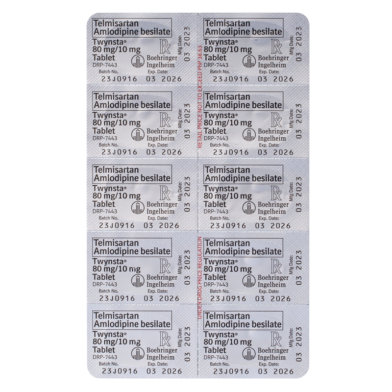 TWYNSTA Twynsta Telmisartan 80mg + Amlodipine 10mg Sold Per Piece [Prescription Required]