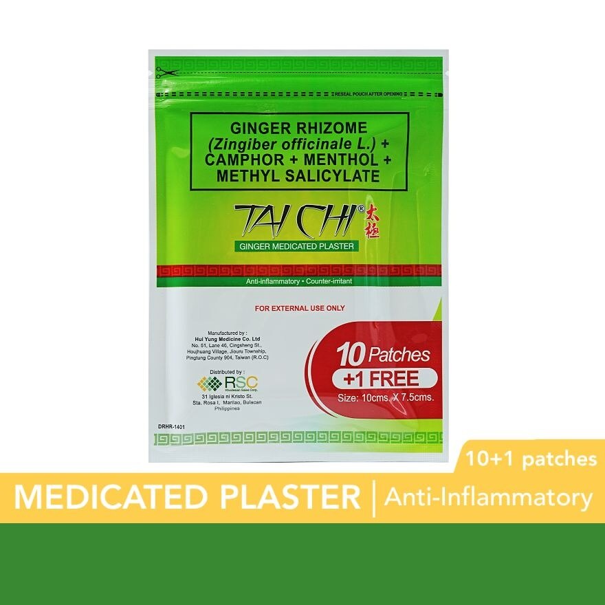 TAI CHI, TAI CHI Ginger Medicated Plaster Junior 10 + 1 Free | Watsons ...