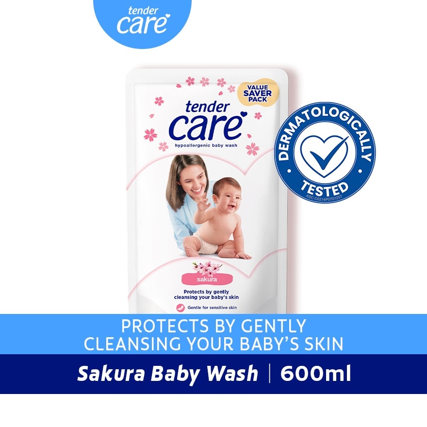 Tender Care Sakura Hypo-Allergenic Baby Wash 600Ml Doy Pack