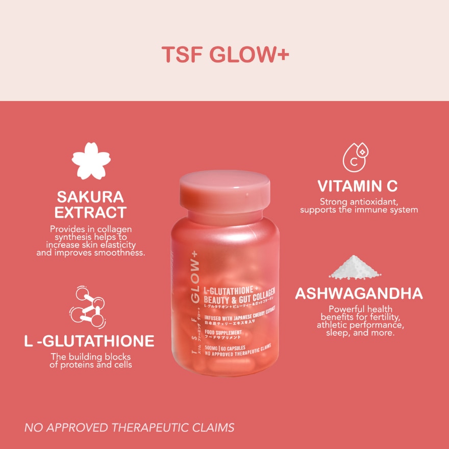 TSF Glow + L-Glutathione + Beauty & Gut Collagen 500mg x 60 Capsules