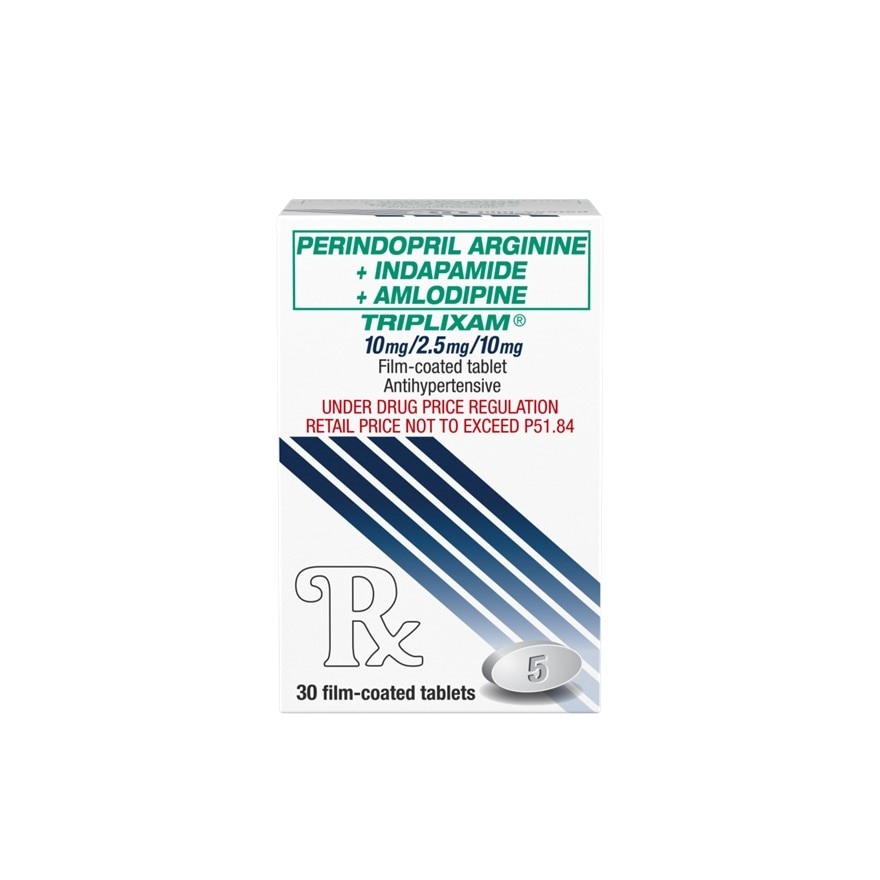 TRIPLIXAM Perindopril Arginine + Indapamide + Amlodipine besilate 10mg/2.5mg/10mg Sold Per Piece [PRESCRIPTION REQUIRED] image