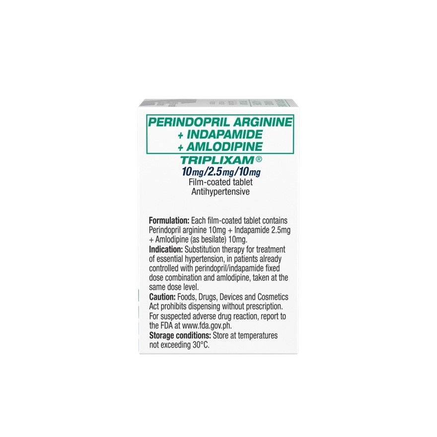 TRIPLIXAM Perindopril Arginine + Indapamide + Amlodipine besilate 10mg/2.5mg/10mg Sold Per Piece [PRESCRIPTION REQUIRED] image