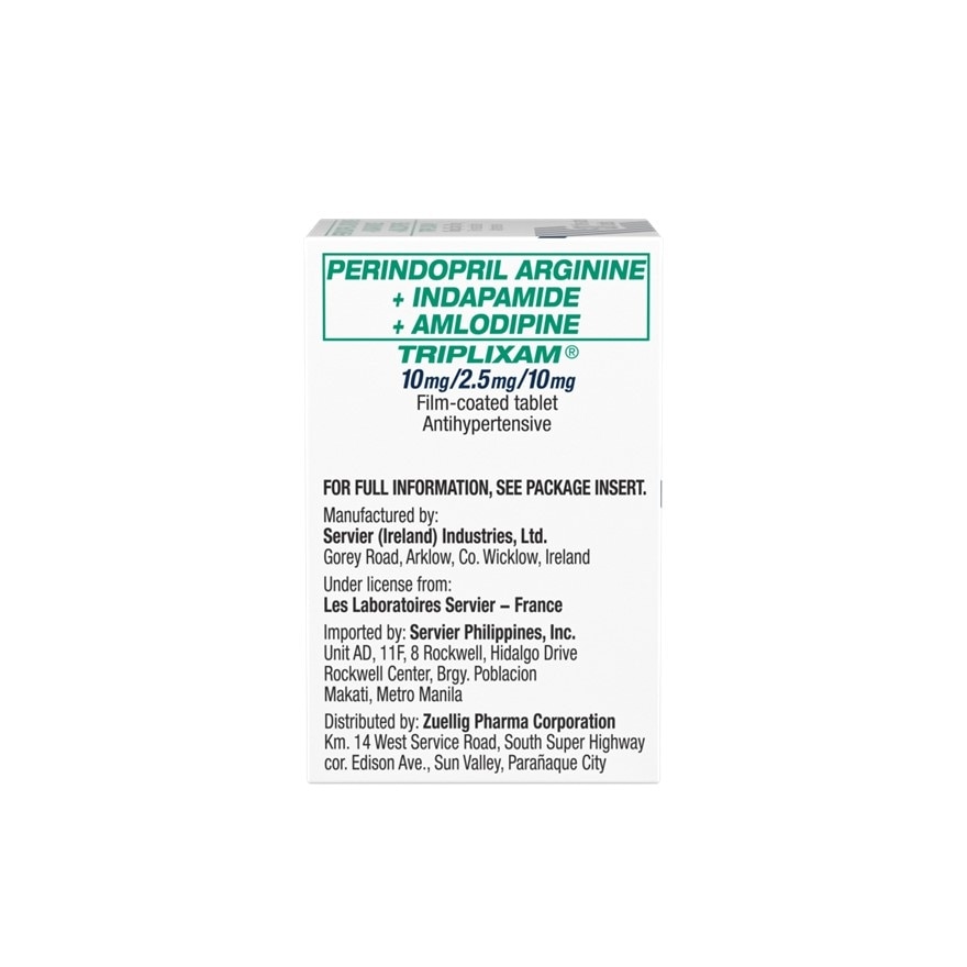 TRIPLIXAM Perindopril Arginine + Indapamide + Amlodipine besilate 10mg/2.5mg/10mg Sold Per Piece [PRESCRIPTION REQUIRED] image