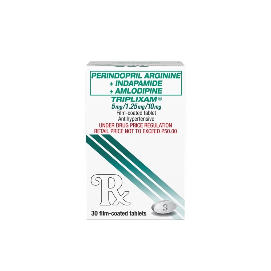 TRIPLIXAM Perindopril arginine + Indapamide + Amlodipine besilate 5mg/1.25mg/10mg Sold Per Piece [Prescription Required] image