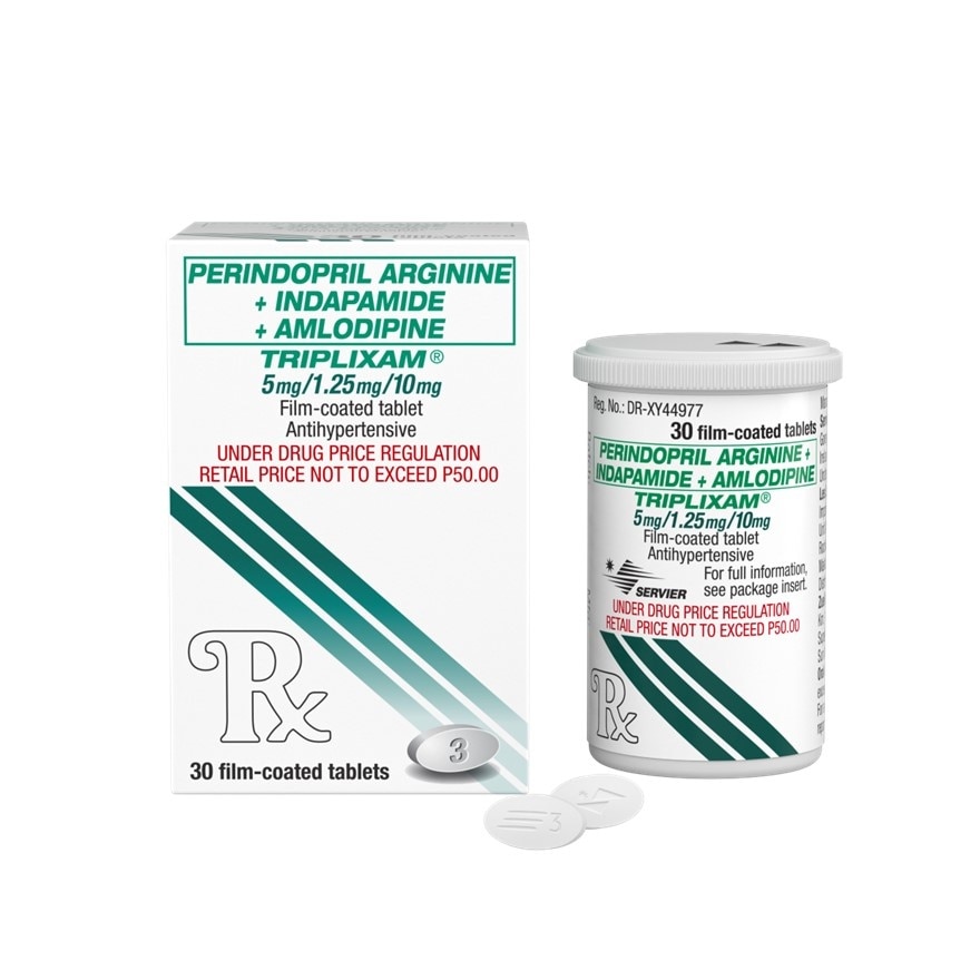 TRIPLIXAM Perindopril arginine + Indapamide + Amlodipine besilate 5mg/1.25mg/10mg Sold Per Piece [Prescription Required] image